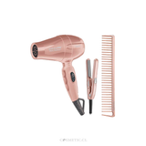 Kit de viaje Babyliss Rose Gold 3 unidades (secador de viaje, plancha 12cm y peine)