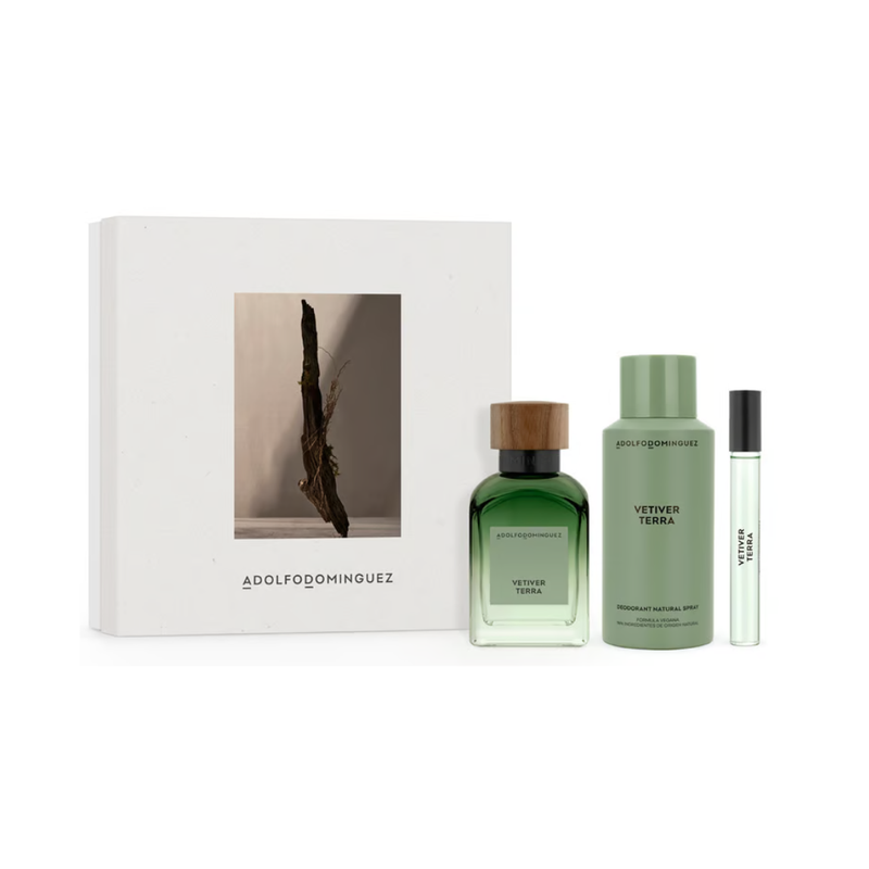 Adolfo Dominguez Vetiver Terra Men EDP 120ml + 10ml + Deo 150ml .