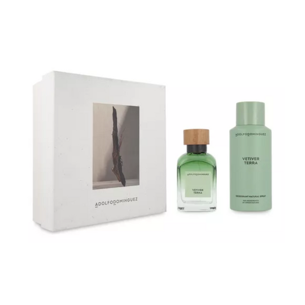 Set Adolfo Domínguez Vetiver Terra Men EDP 120ml + Deo 150ml ANUAL LATAM