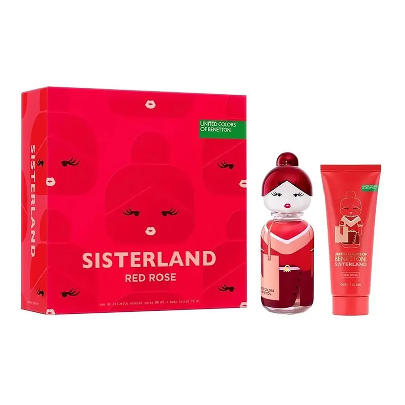 Set Benetton Sisterland Red Rose EDT 80ml + Body Lotion 75ml