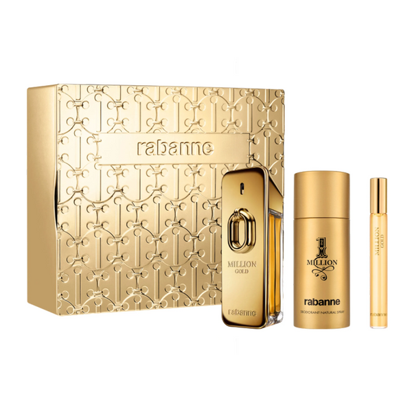 Set Paco Rabanne Million Gold EDP Intense 100 ml + Deo 150 ml + Travel Spray 10 ml HD 2024