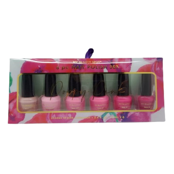 Juego de 6 piezas Esmaltes de Uñas Colección My Beauty Spot Tonos de Rosa Rosas Brillo