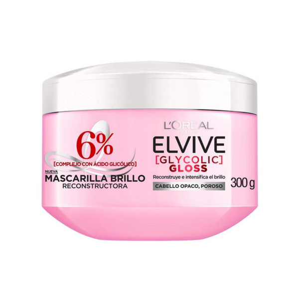 Máscarilla Brillo Reconstructora Elvive GlyColic Gloss 300g.