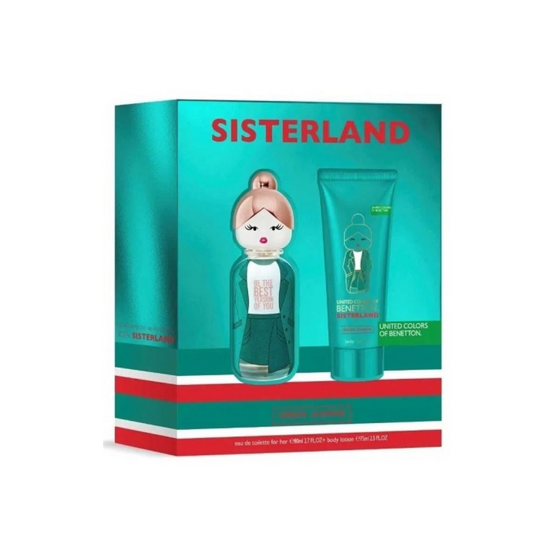 Set Benetton Sisterland Green Jasmine EDT 80 ml + Body Lotion 75 ml MUJER