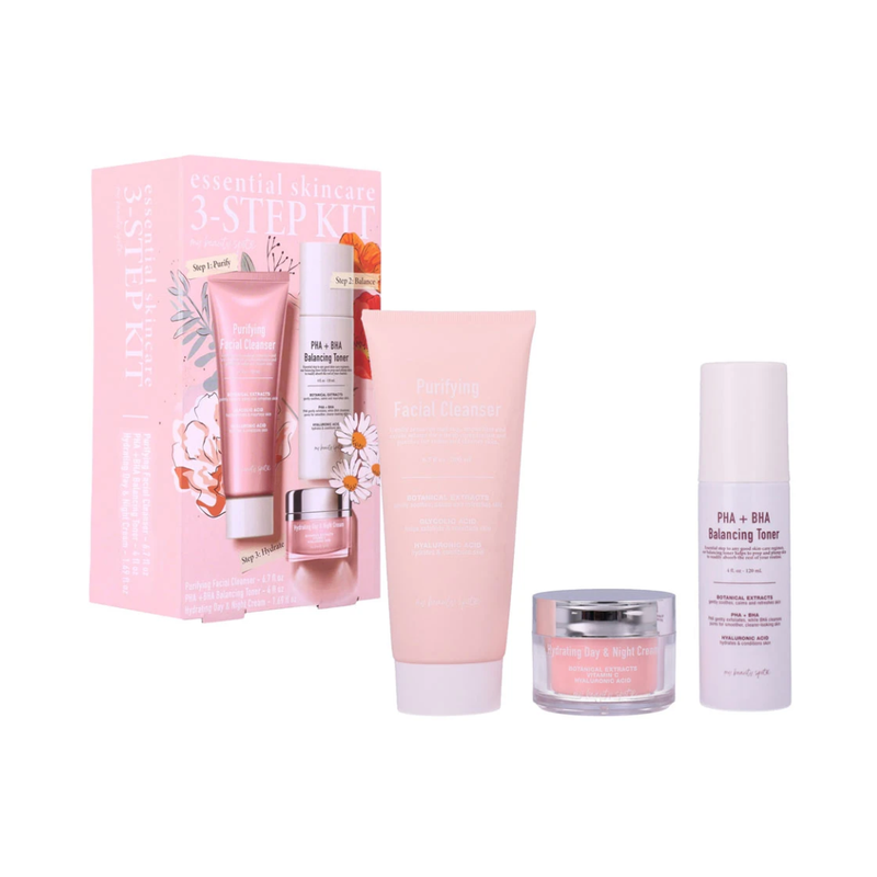 Set Cuidado Facial 3-Step Kit Essential Skincare – Cosmetic