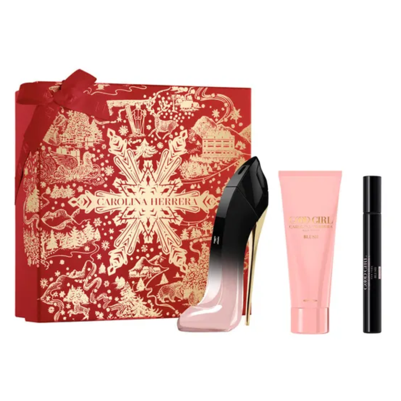 Set Perfume Good Girl Carolina Herrera Nex York Blush Elixir EDP 80 ml +Mini 10 ml + Loción para el Cuerpo 100 ml 2025