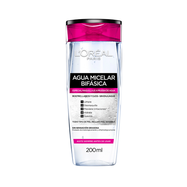 Agua Micelar Bifásica Maquillaje a Prueba de Agua 200ml