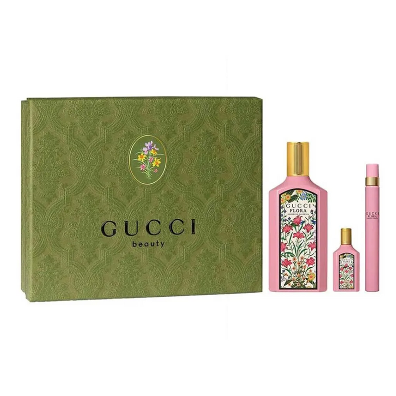 Set Gucci Flora Gorgeous Gardenia EDP 100 ml + 10 ml + Mini 5 ml