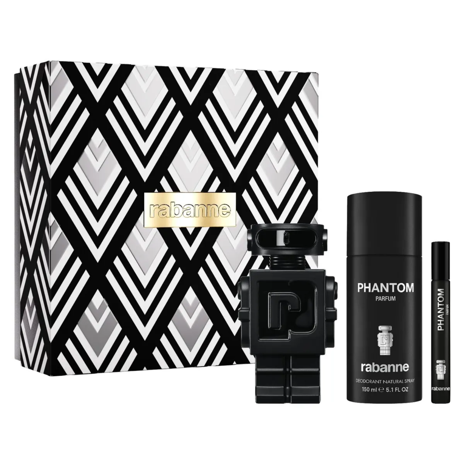 Set Perfume Phantom Parfum 100 ml + Mini 10 ml + Deo 150 ml Paco Raban ...