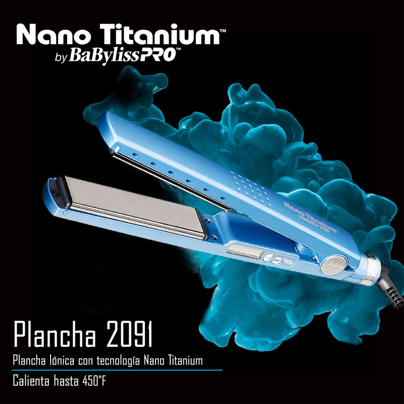 Plancha Alisadora Babyliss Nano Titanium 1 1/4 Iónica 450°F BABNT2091TUZ