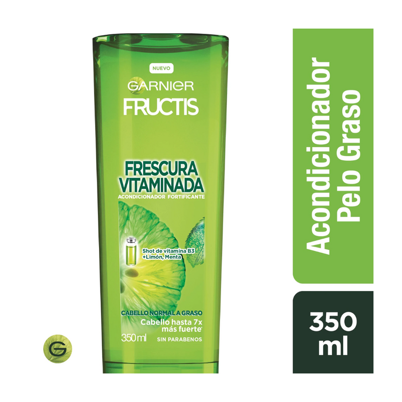 Acondicionador Fructis Frescura Vitaminada B3 Limón Menta 350 ML