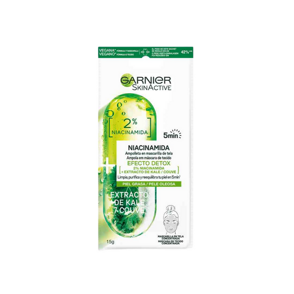 Garnier Skin Active Ampolla En Mascarilla De Tela Detox Kale 15g