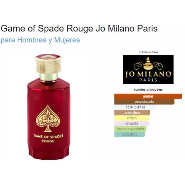 Game Of Spade Rouge por Jo Milano Paris 100ML