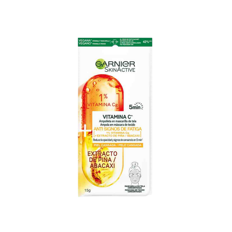 Garnier Skin Active Ampolla En Mascarilla De Tela Anti Fatiga Piña 15g