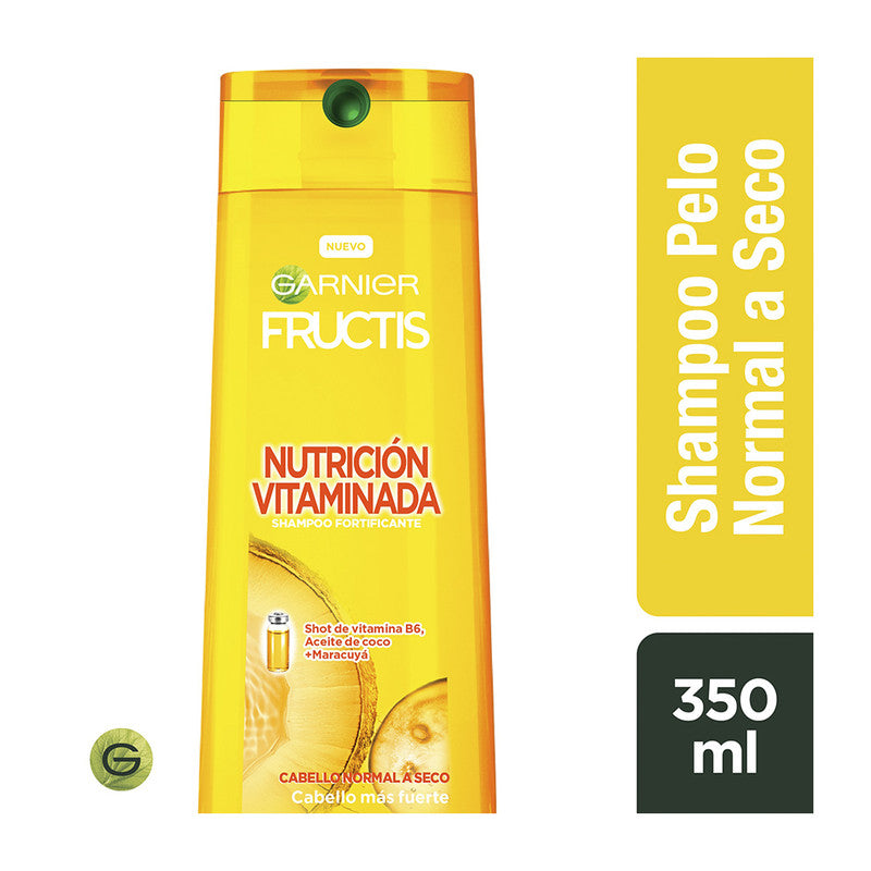 Shampoo Fructis Nutricion Vitaminada B6 Aceite Coco Maracuya Normal A Seco 350 Ml