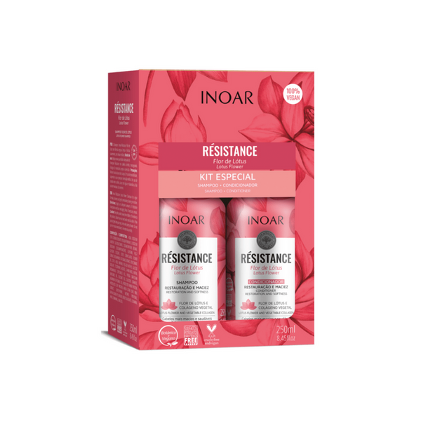 Pack INOAR Shampoo + Acondicionador Resistance Flor de Lótus 250 ml