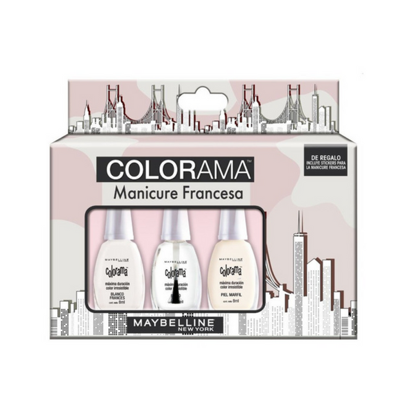 Maybelline Set de Esmaltes Colorama Manicure Francesa Piel Marfil 8 ml.