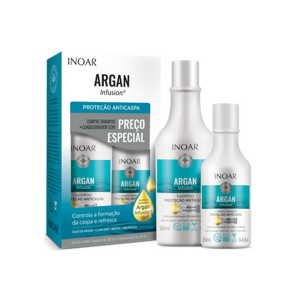 Pack INOAR Argan Infusion Anticaspa Shampoo 500 ml + Acondicionador 250 ml