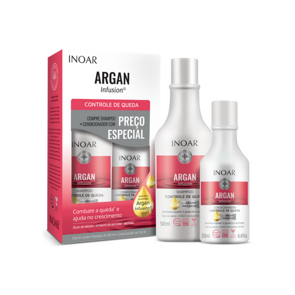 Pack INOAR Argan Infusion Control Caída Shampoo 500 ml + Acondicionador 250 ml
