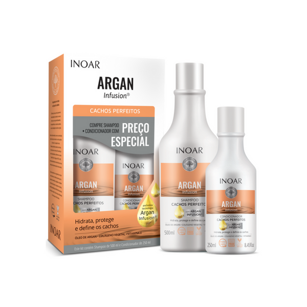 Pack INOAR Argan Infusion Rulos Perfectos Shampoo 500 ml + Acondicionador 250 ml