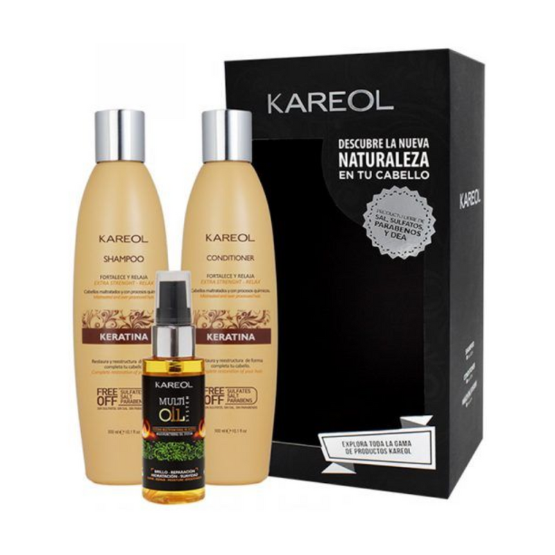 Pack Kareol Keratina Shampoo + Acondicionador 300ml + Multi Oil System 60ml